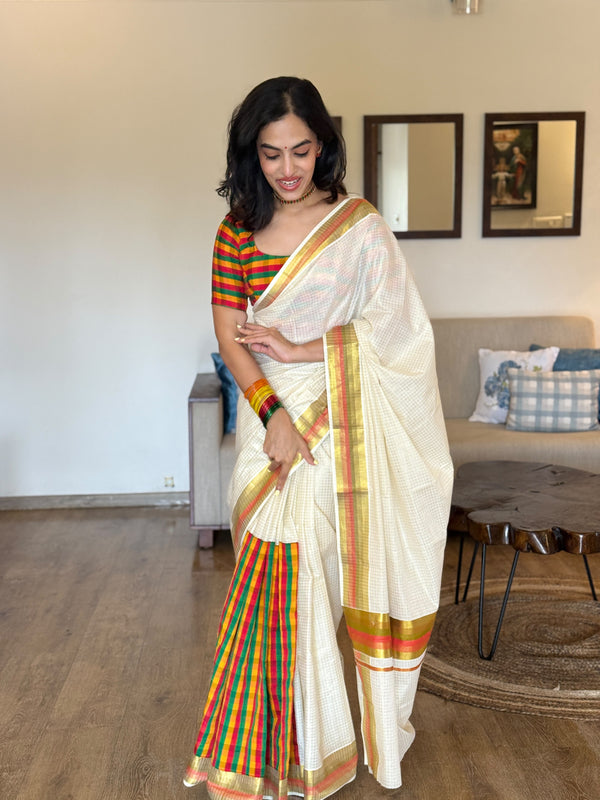 MADRAS CHECKS & SMALL CHECK - COTTON SAREE